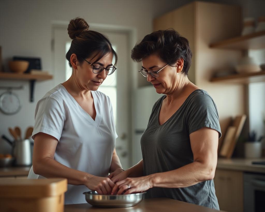 Occupational therapist supporting a client with a daily living task